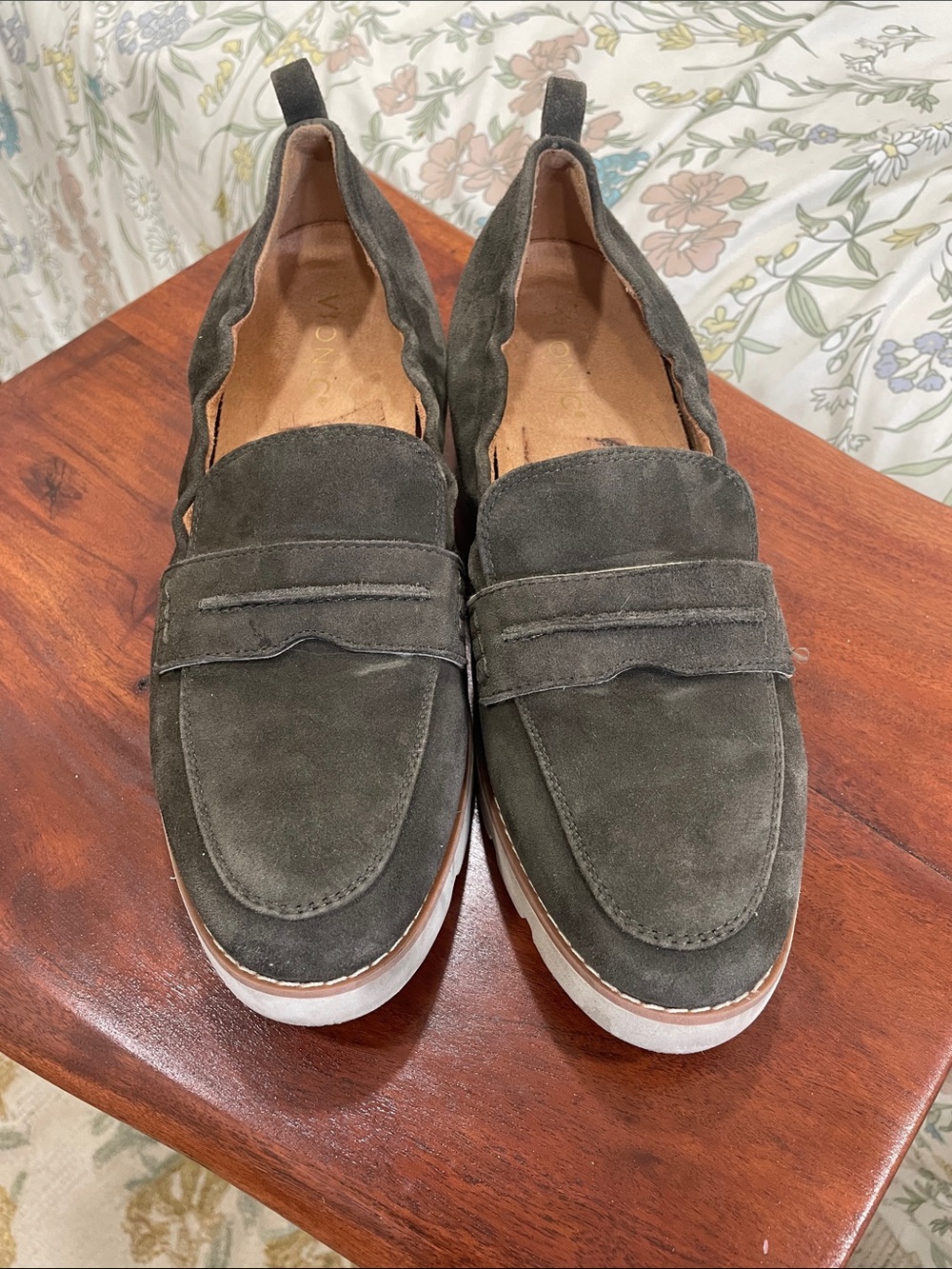 Women’s Suede Penny Loafers in Olive Green - Vionic